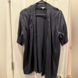 Apt 9 Black Sequin Trim Open Front Cardigan Sweater Shrug Sz 1x